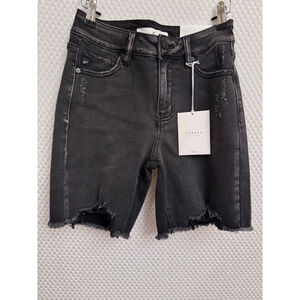 KanCan High Rise Fray Hem Bermuda Shorts-1/24